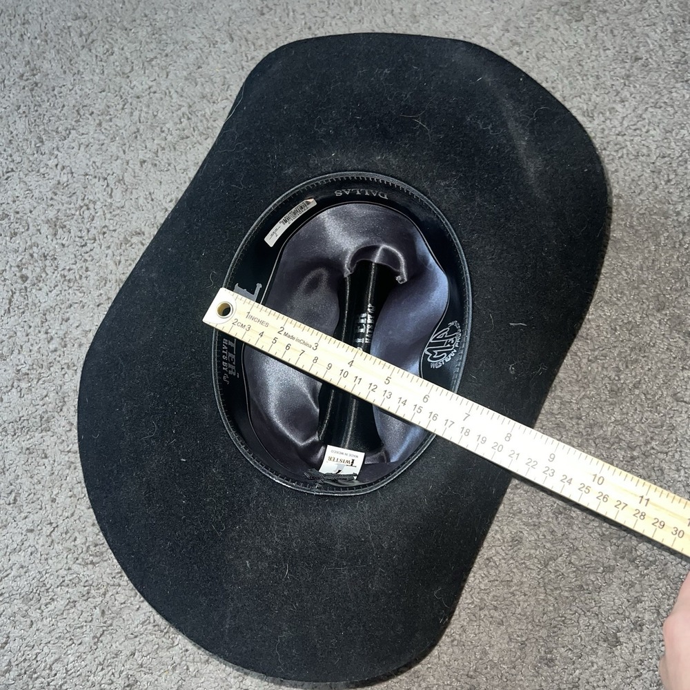 Twister  Dallas Cowboy Hat by M&P Size 7 Black 100% Wool - Picture 6 of 6